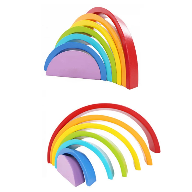 buy  Baby Toys Rainbow Blocks Kids Large Creative Rainbow Building Blocks Wooden Toys For Rainbow Blocks