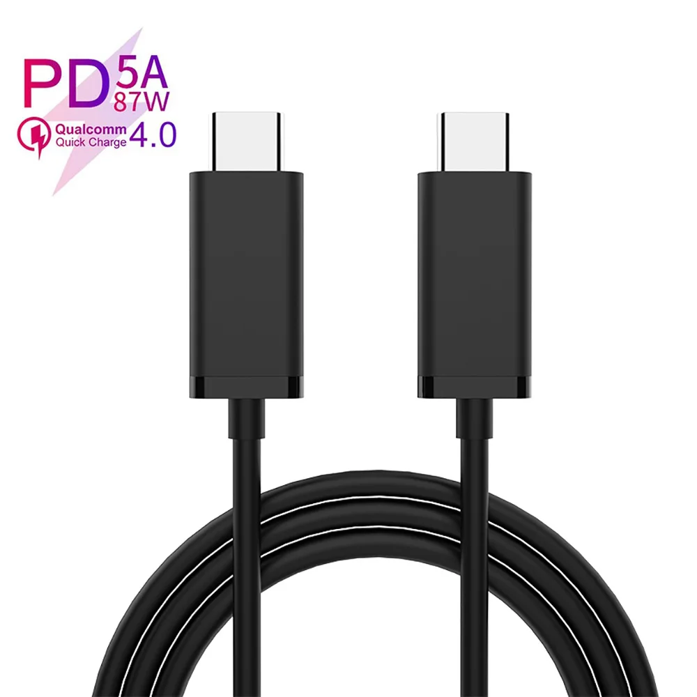 Черный 5A type c 87W USB PD QC 4,0 кабель type c to type c кабель usb для передачи данных 5 Гбит/с QC 3,0 Зарядка для huawei xiaomi phone notebook - Цвет: Черный