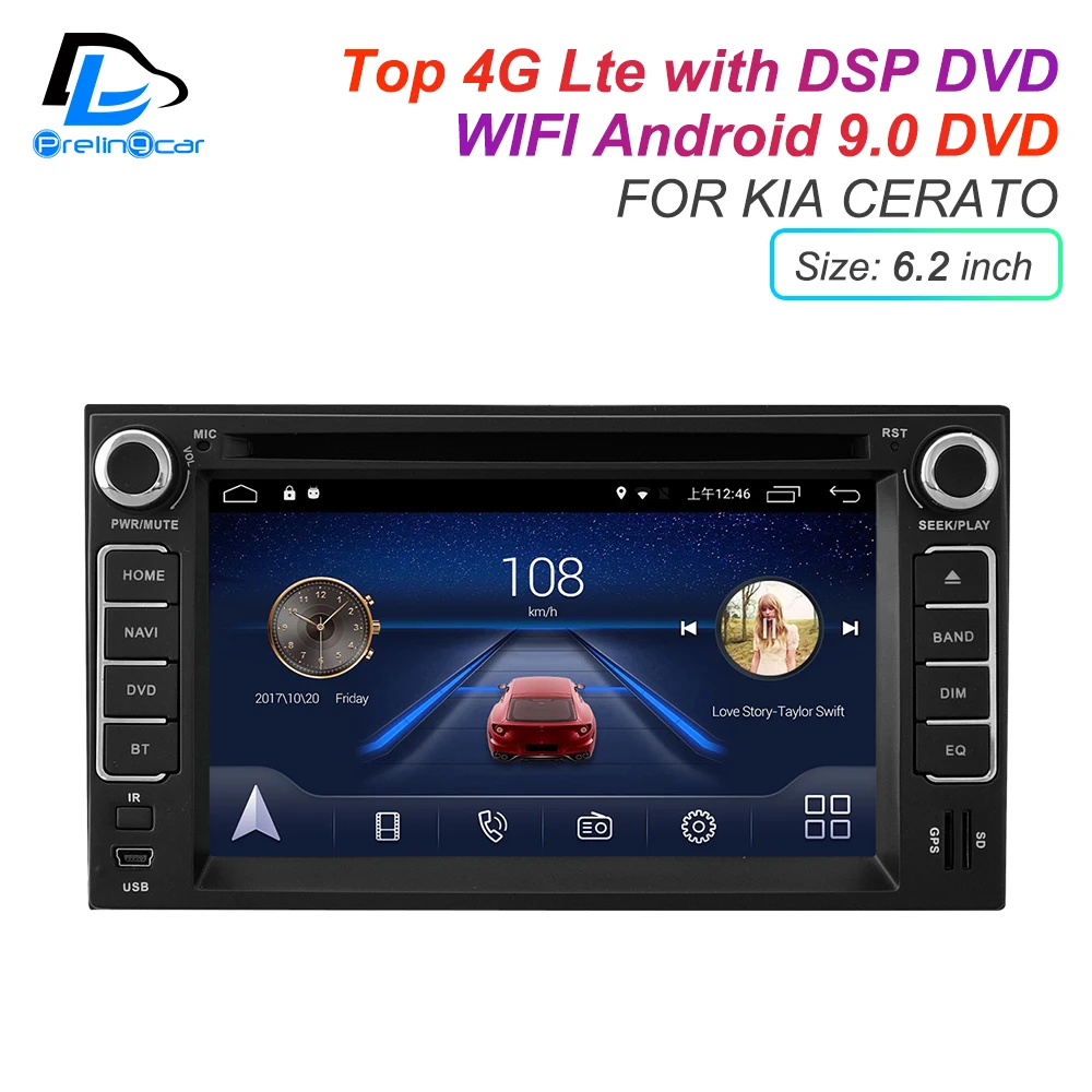 Ips сенсорный экран DSP звук Android 9,0 2 DIN 4g Lte радио для KIA Cerato Carens года gps dvd-плеер стерео навигация