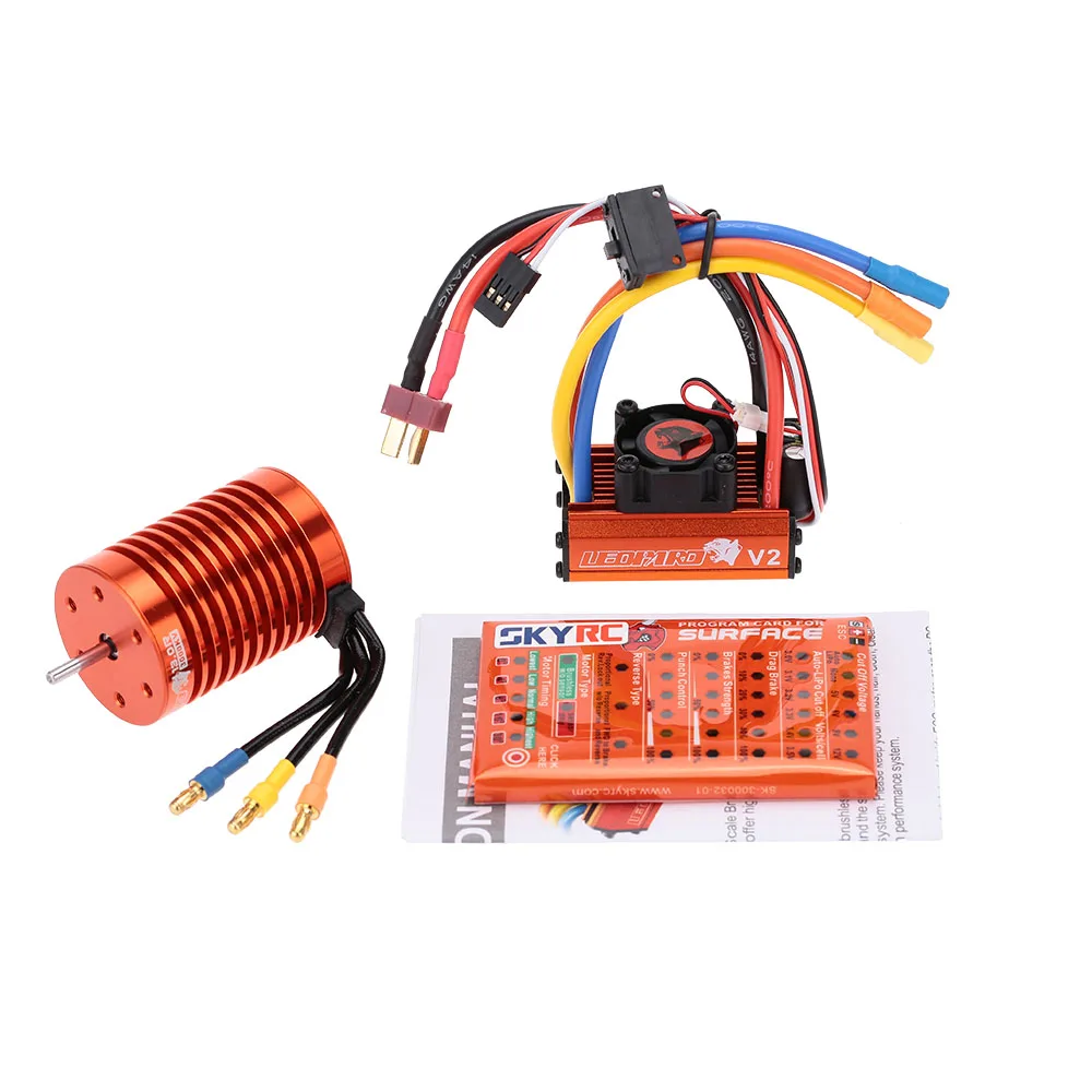 

RC Car Parts 13T 3000KV Brushless Motor 60A Brushless ESC with 5V 2A BEC Linear Mode + Program Card Combo Set for 1/10 RC Car