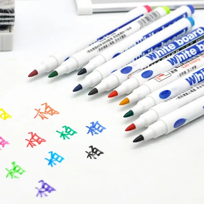 

10 Colors Erasable Whiteboard Marker Pen Non Toxic Sign Fine Nib Office School