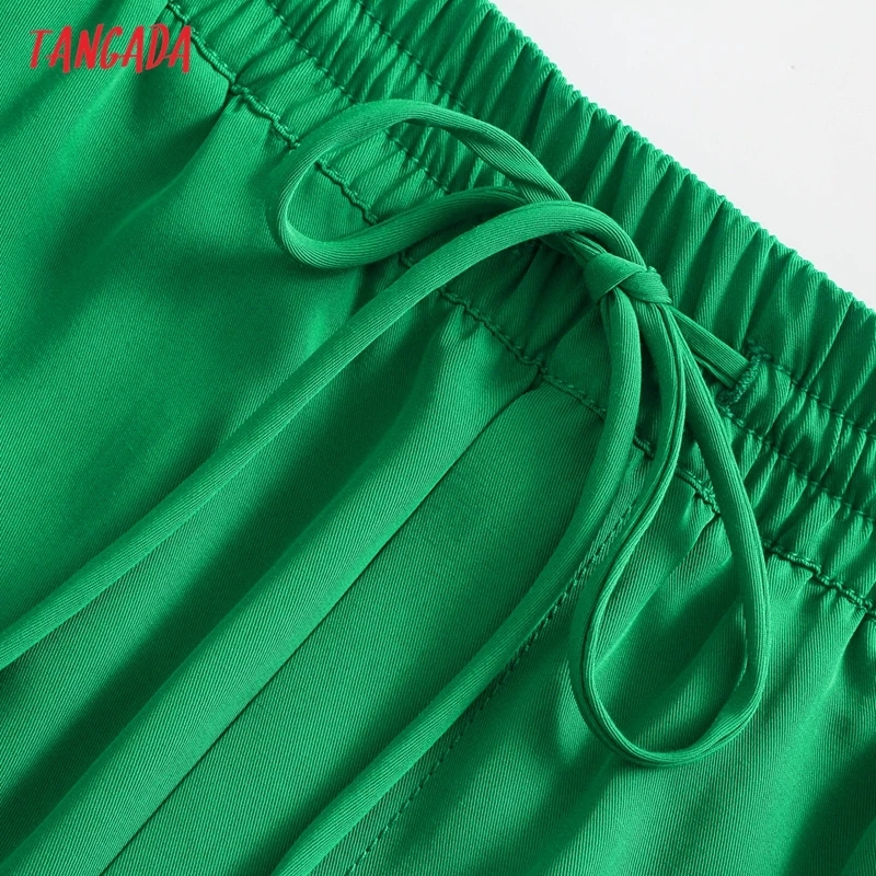 jogger pants Tangada Fashion Women Green Casual Long Pants Trousers Vintage Style High Street Lady Pants Pantalon 5Z68 capri jeans