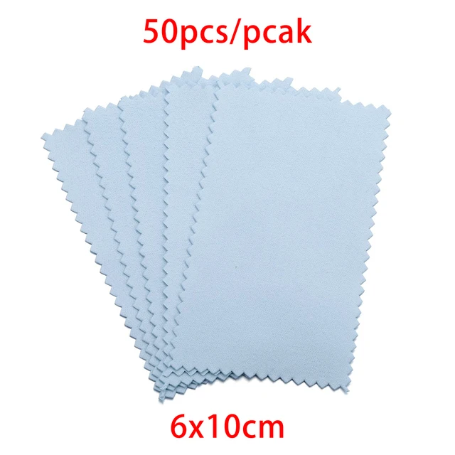 10-50pcs Polish Polishing Cloth Silver Color Cleaning  Polishing Cloth Soft Clean Wipe Wiping Cloth For Silver Gold Jewelry Tool Blue 6x10cm 50Pcs