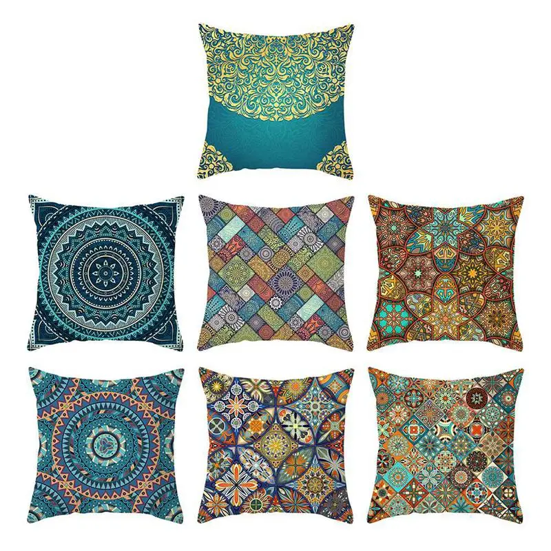 Boho Indian Mandala Watercolor Printing Cushion Car Sofa Pillow Cover Home | Дом и сад