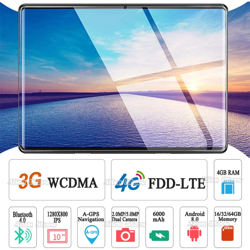 Новинка 4G FDD LTE 10 дюймов планшетный ПК Восьмиядерный 4 Гб ОЗУ 64 Гб ПЗУ супер закаленное 2.5D стекло Android 8,0 1280*800 ips 10,1 планшет
