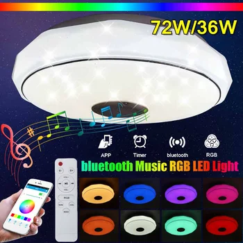 

40cm LED Ceiling Light with Wireless Speaker Dimmable Modern Music Lamp Remote Cellphone APP Control Change Home Party Lighting