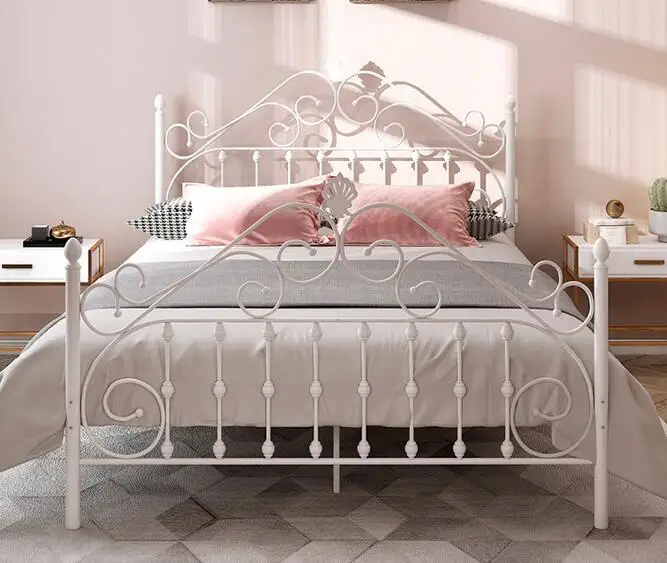 European style light luxury iron bed double iron bed single 1.2m 1.5m 1.8m INS princess web celebrity frame