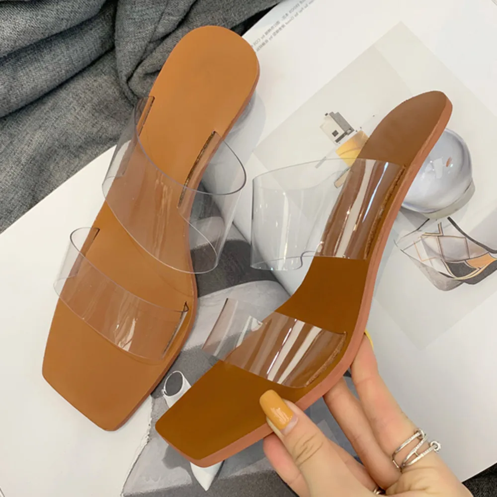 

Mules Fashion Transparent Shoes Women Slides Strange Style High Heels Summer Slippers Sandalias Mujer 2020 Plus 41 42 43