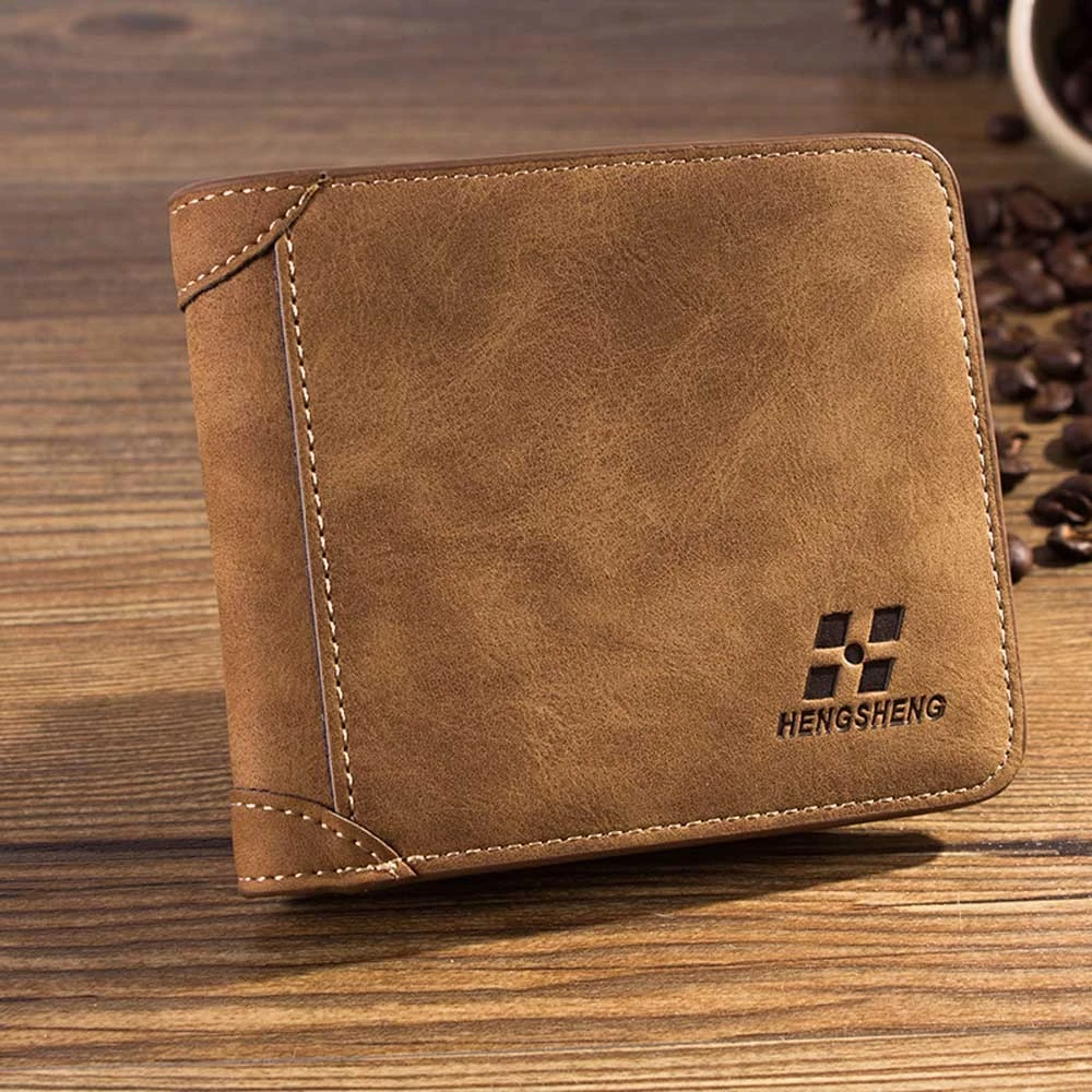 Men Retro Frosted PU Wallet Two Folding ID Credit Card Holder Clutch Luxury Purse 2019 Men Wallet Coin Pocket Women 826