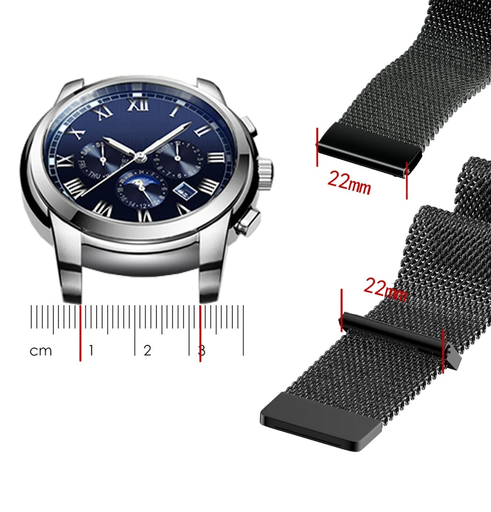 20 мм 22 мм браслет из нержавеющей стали для samsung Galaxy 42 мм 46 мм для huawei watch GT Миланский металлический магнитный ремешок