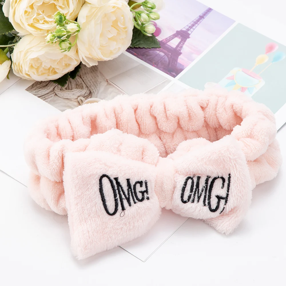 omg light pink Женская повязка для макияжа из кораллового флиса, мягкий держатель для мытья лица, для мытья лица, для снятия макияжа, повязка на голову, аксессуары для волос - Цвет: omg light pink