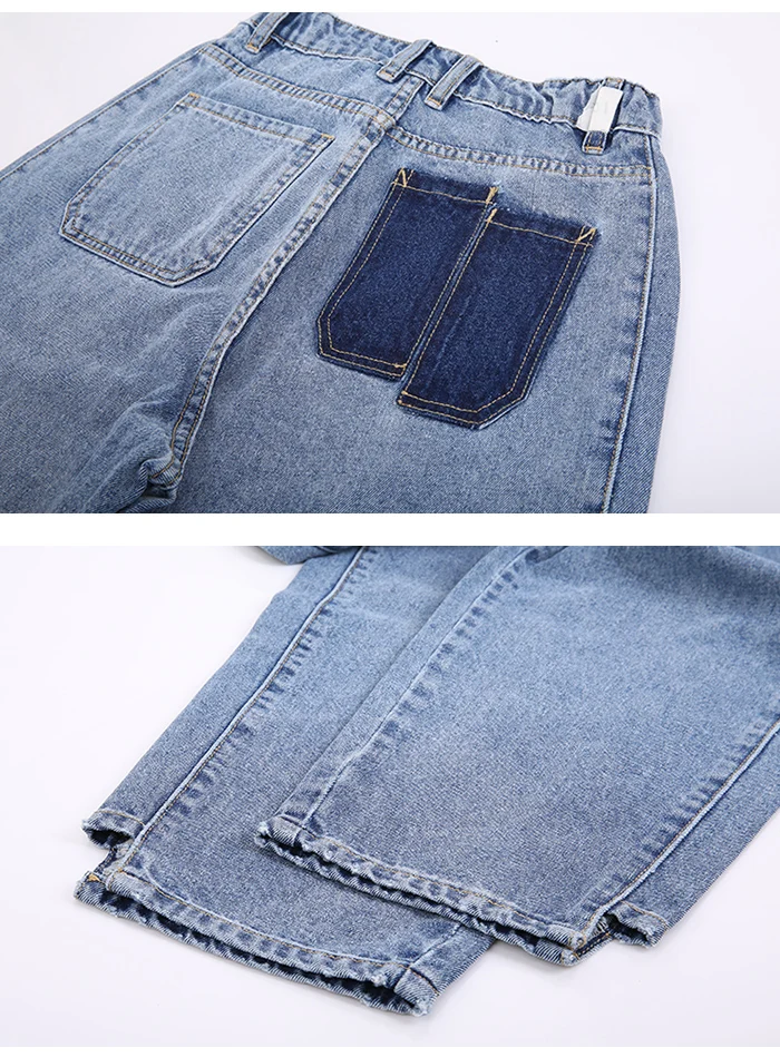 Женские свободные джинсы LEIJIJEANS, светло-голубые двухцветные облегающие джинсы с карманами и высокой посадкой, новая модель 9110 большого размера