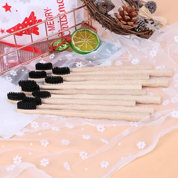 

1/10Pcs Soft Bristle Tip Charcoal Adults Oral Care Toothbrush Wood Bamboo Toothbrush Eco Friendly Wooden Tooth Brush