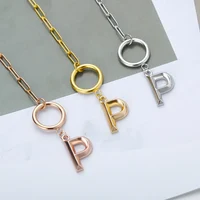 Toggle Clasp Initial Letter Necklaces For Women Stainless Steel Chain Thick OT Buckle Necklace Birthday Jewelry Gift BFF 2023 - Image 5