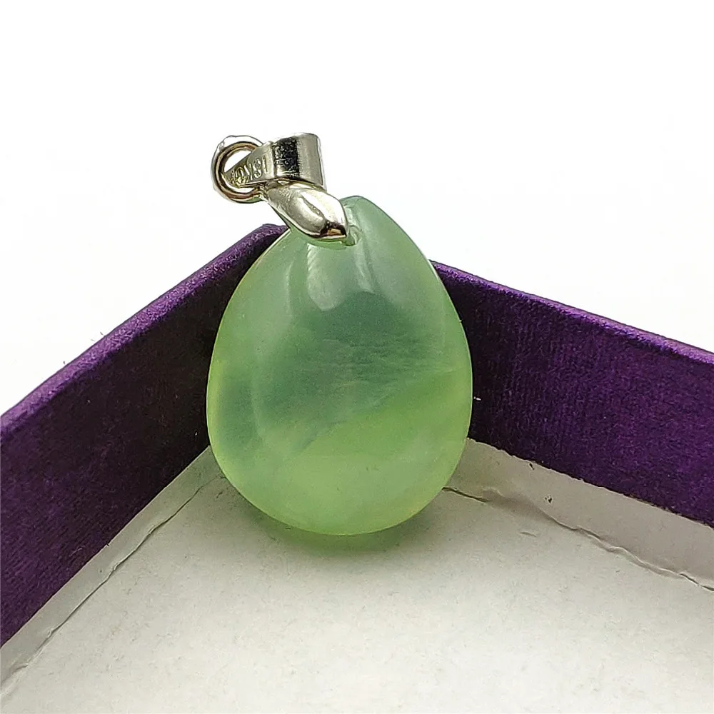 Натуральный Зеленый Пренит ожерелье с каплевидными кристаллами драгоценный камень-подвеска прозрачная бусина 20x15x9 мм для женщин мужчин любовь подарок кристалл исцеление AAAAA