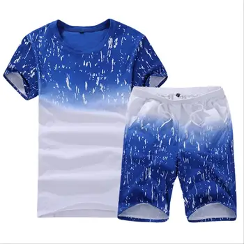 

Men Set 2019 New Summer Men Tracksuit Short-Sleeved T Shirt Shorts Casual Beach Fashion Camouflage Men Casual Suits Sportswears