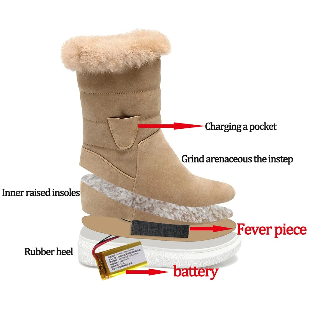 New Winter Boots Women Short Plush Warm Winter Smart Battery Heating Up Booties Slip-On Shoes Women Warm Lace-Up Boot