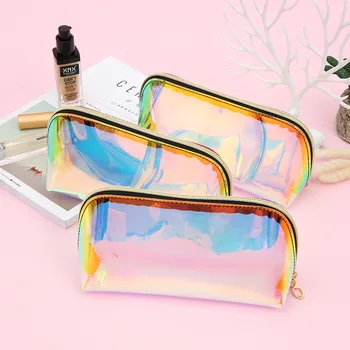 

Women's Bag TPU Colorful Cosmetic Bag Holding Laser Symphony Storage Travel Transparent Toiletry Bag