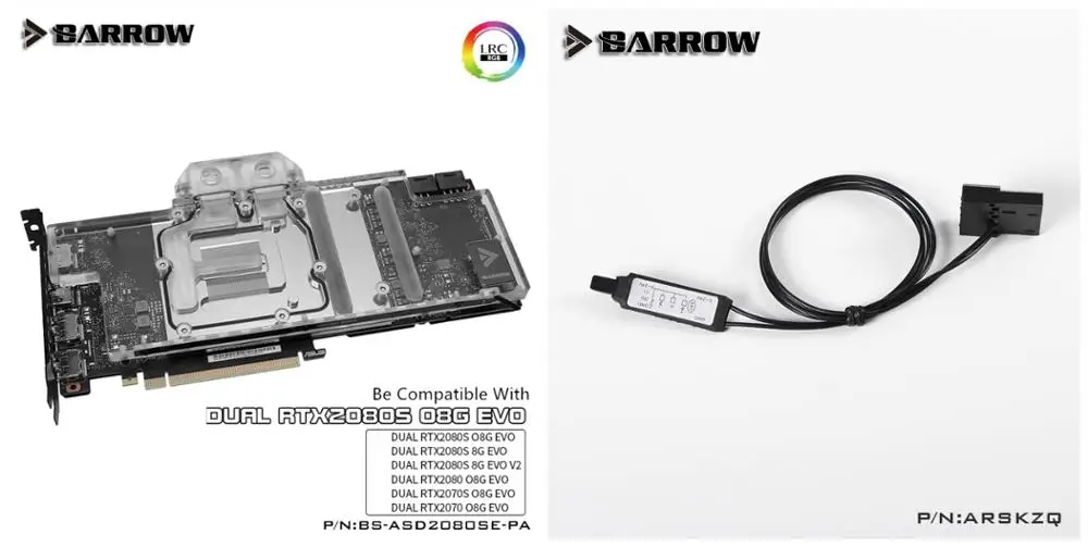 Курган полное покрытие GPU водоблок для ASUS DUAL RTX2080S EVO Aurora материнская плата 5V SYNC AURA BS-ASD2080SE-PA - Цвет лезвия: Белый