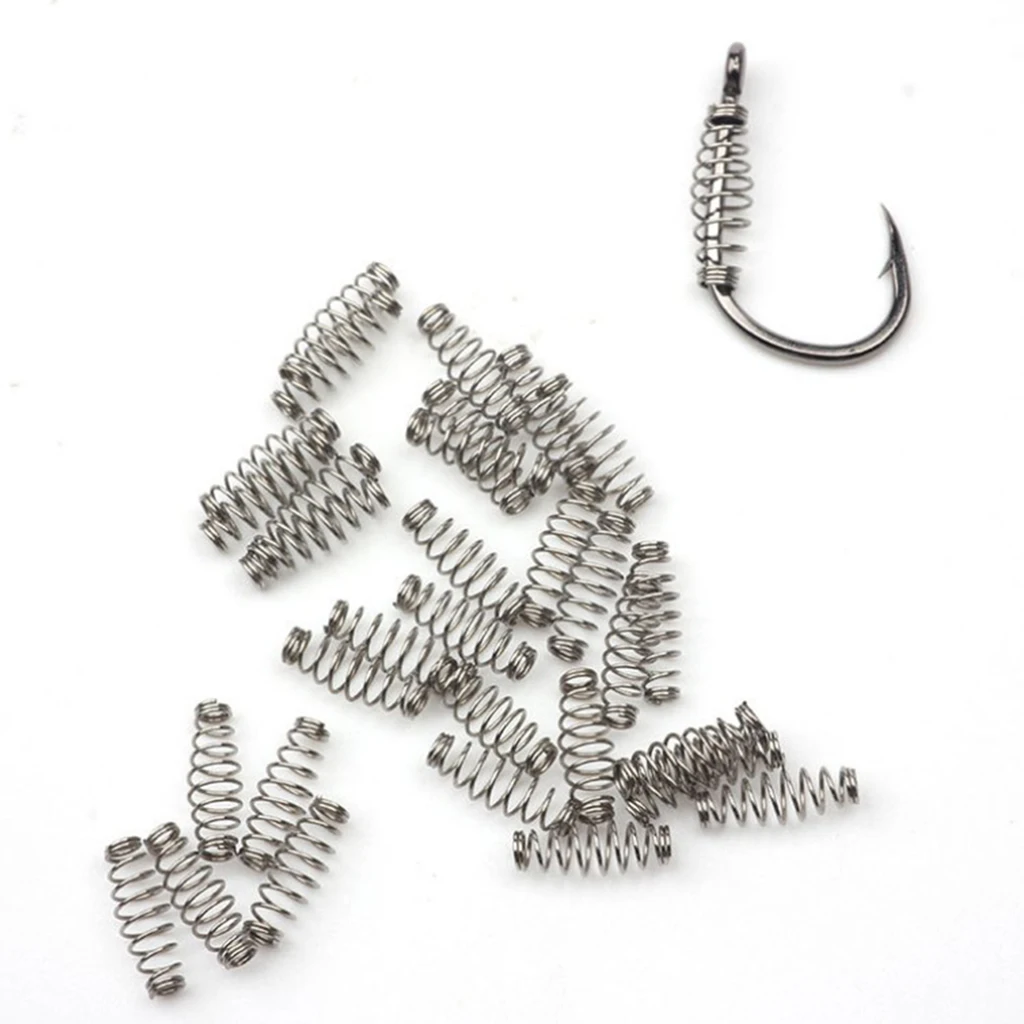 100pcs Fishhooks Barbed Fishing Hook Stainless Steel Spring Accessories Fishing Tackle Fishing Hooks Centering Spring Pin