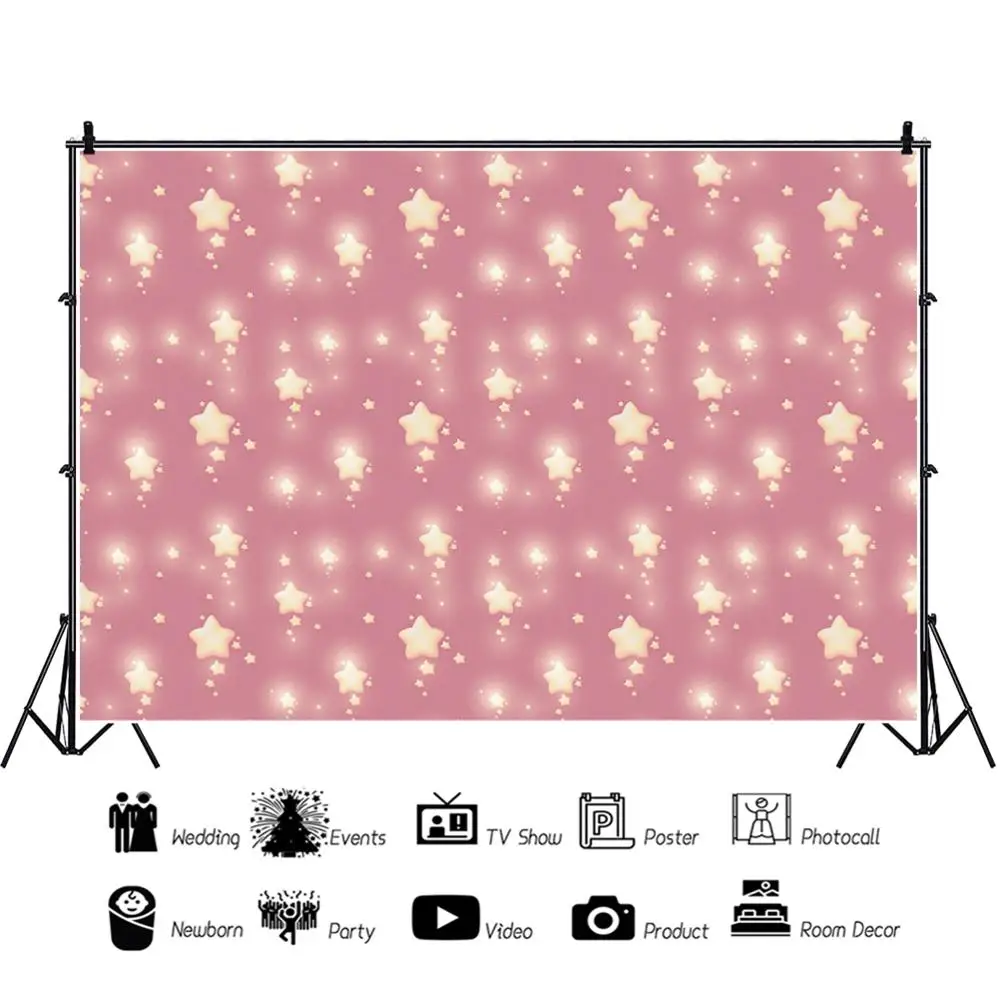 

Laeacco Pink Star Light Bokeh Photography Prop Background Banner Photophone Photozone Photo Studio Video Backdrop Wall Decor