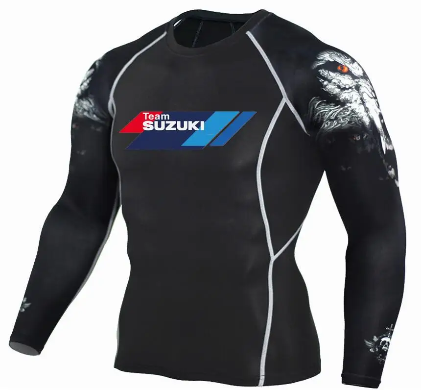 Мотоцикл SUZUKI команда SUZUKI R GSX Футболка с принтом компрессионные футболки 3D подростковые Трикотажные изделия с волком Мужская футболка с длинным рукавом фитнес ММА
