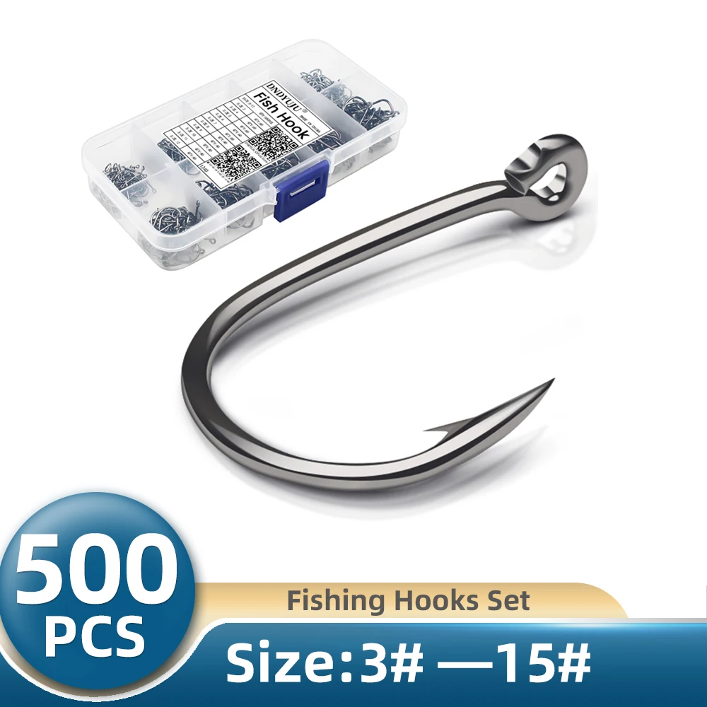 

TIANNSII 500pcs/box Fishing Hooks High Carbon Steel Crooked Barbed Carp Fishing Hooks Assist Hook Jig Sea Fishing Accessories