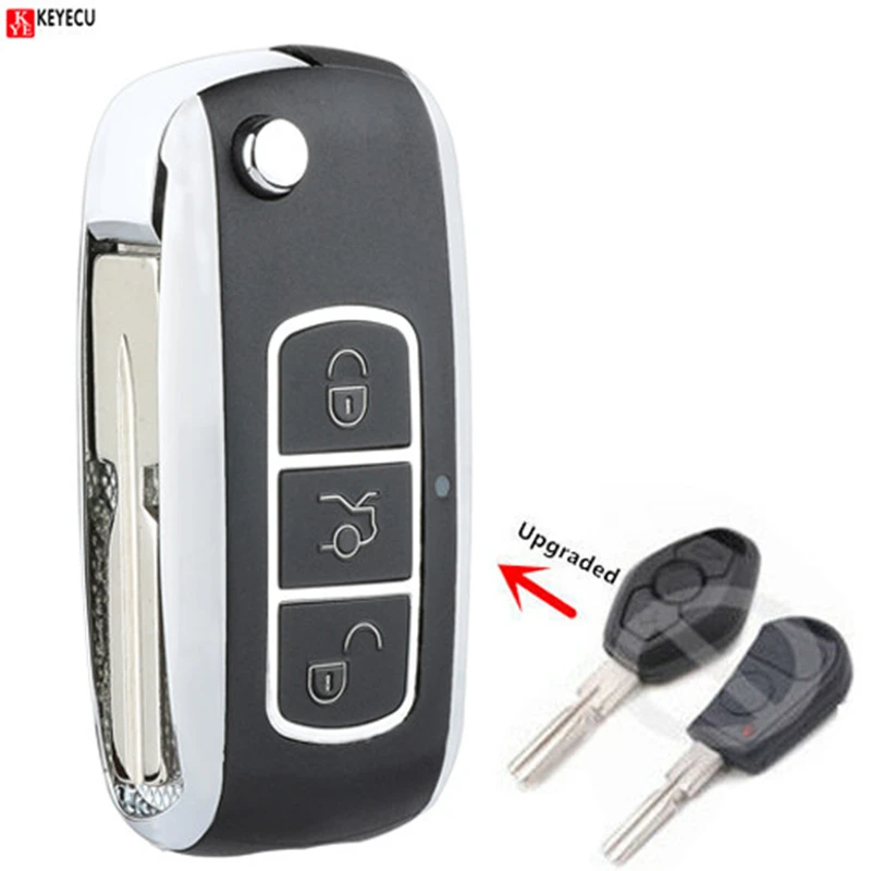 KEYECU Modifed Bentley Стиль Складной флип дистанционный ключ 3 кнопки Fob для BMW 315/433 МГц ID44CHIP