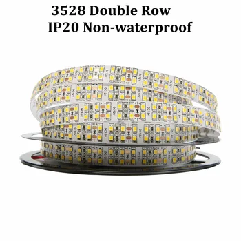 

5M Double Row 2835 3528 1200 SMD LED Strip DC 12V Flexible 240 LED/m LED tape lights White/Warm White IP20 Not waterproof