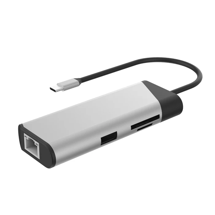 Многопортовое «7-в-1 концентратор Тип с разъемами типа C и USB3.0 4K HDMI устройство для чтения карт SD TF Ethernet-адаптер док-станция GK99