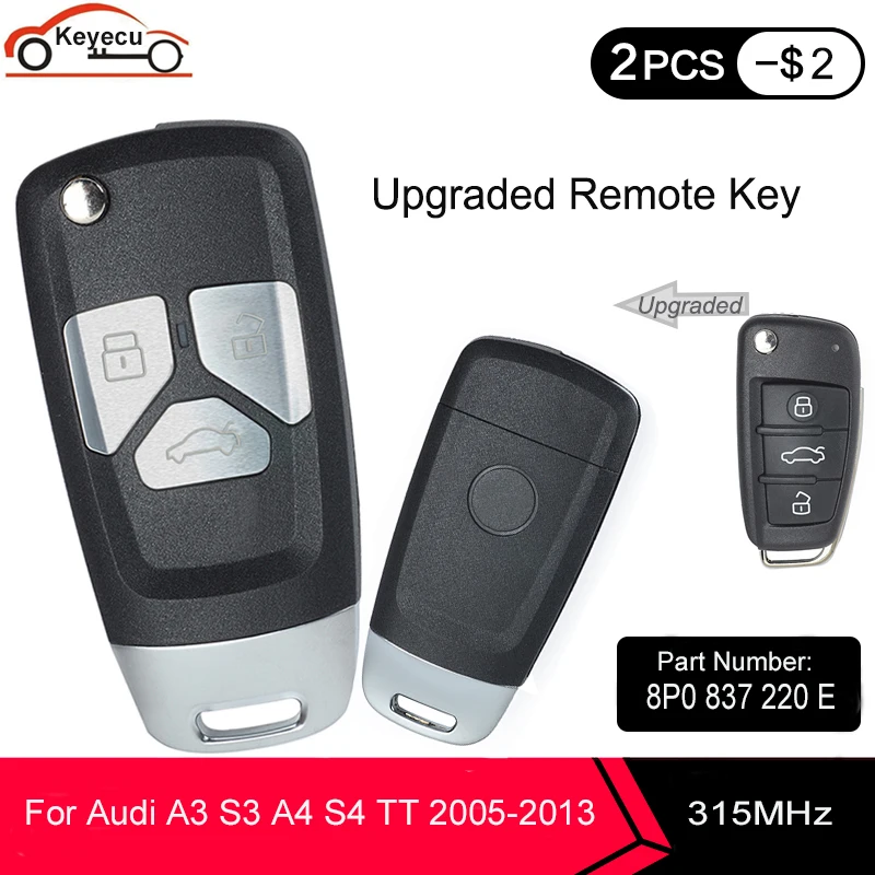 KEYECU Замена Модернизированный дистанционный ключ брелок от машины 315 МГц ID48 чип
