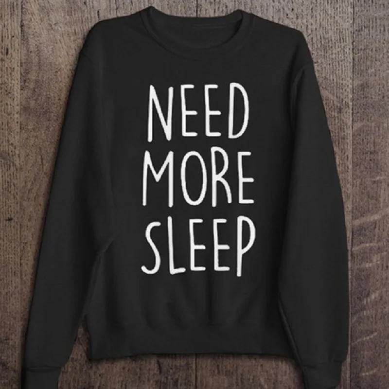 Need More Sleep/женский черно-белый свитер с буквенным принтом; Модный хлопковый пуловер с круглым вырезом; свитера; уличная одежда