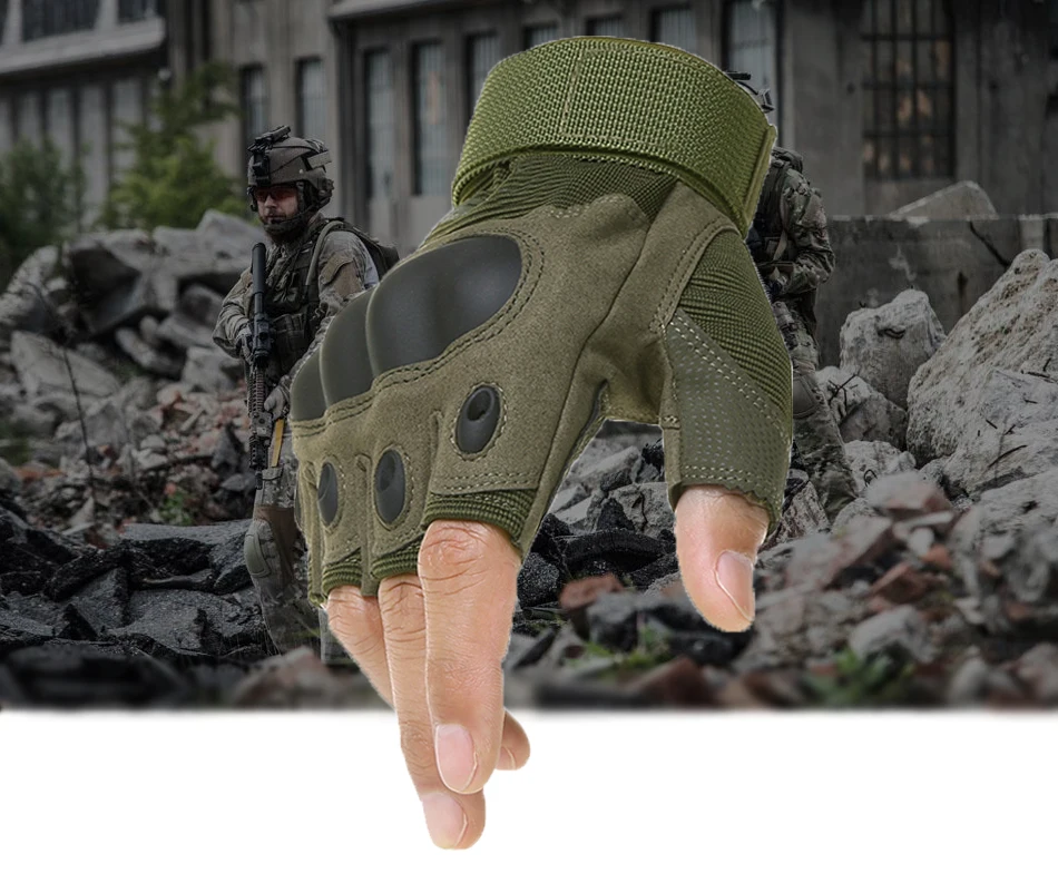 Военные тактические перчатки, армейские мужские уличные спортивные перчатки с полупальцами, противоскользящие перчатки для езды на велосипеде без пальцев, перчатки для тренажерного зала