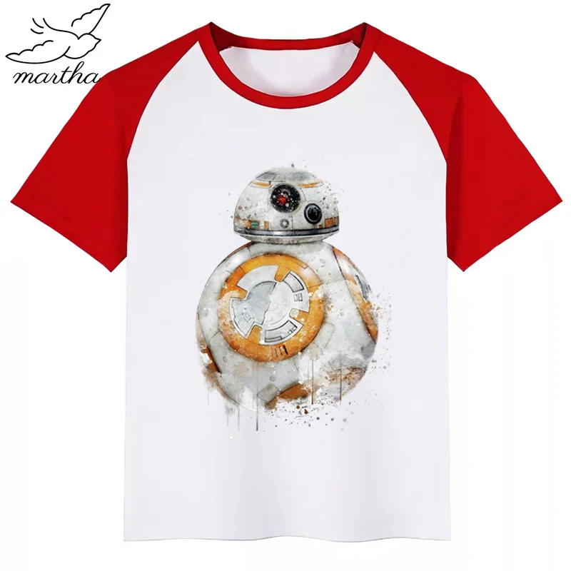 Bb8/новая футболка с принтом «Звездные войны»; Милые рубашки для девочек с принтом животных; детская Удобная футболка с круглым вырезом; одежда с короткими рукавами для мальчиков и девочек
