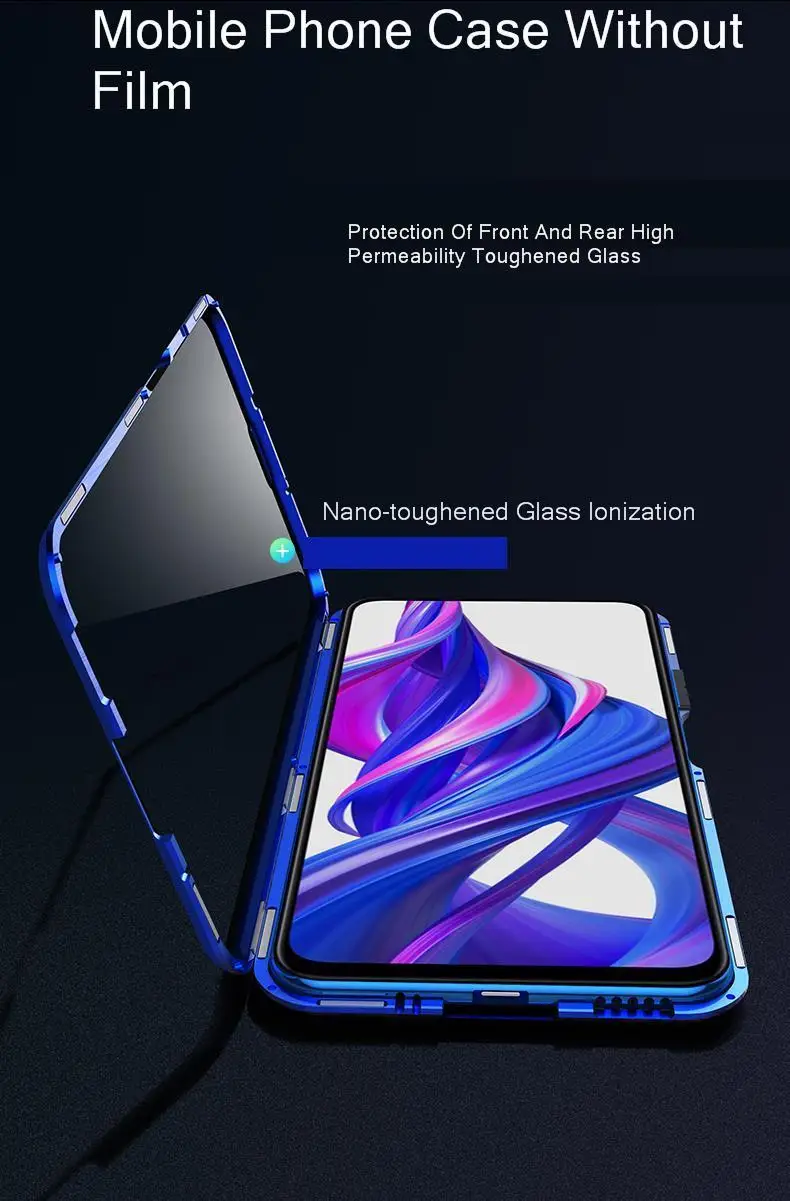 Чехол для huawei Honor 9x, двойной, полный, передний, задний, из закаленного стекла, металлический, магнитный, прозрачный, для Honor 9x20 Pro, чехол, Coque Funda