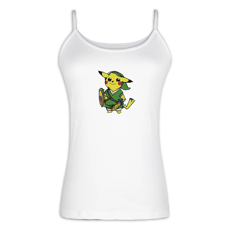 jfSingletS437W Пикачу Camis классический мультфильм Покемон Милый Пират капитан Пикачу женская сексуальная майка хлопок на бретельках Топы подарок - Цвет: jfSingletS437W