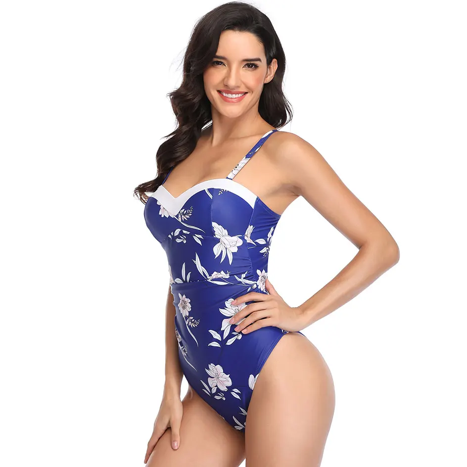 Женский сексуальный сдельный купальник, голубой полосатый купальный костюм для женщин, пляжный купальник в винтажном стиле, женский купальник