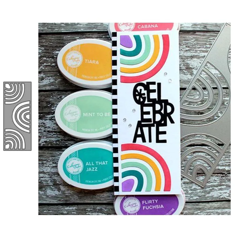 

JC Rainbow Rectangle Background Metal Cutting Dies for Scrapbooking Handmade DIY Tool Paper Make Stencil Craft Model Decoration