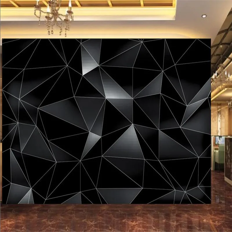 Modern Abstract 3d Stereoscopic Black Geometric Polygon Mural Wallpaper 3d Ktv Bar Office Studio Industrial Decor Wall Paper 3d Wallpapers Aliexpress