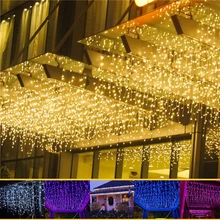 Garland Fairy Curtain light Christmas decoration 5M Droop 0.4-0.6m Garden Eaves Icicle String Lights Xmas Party Outdoor Street