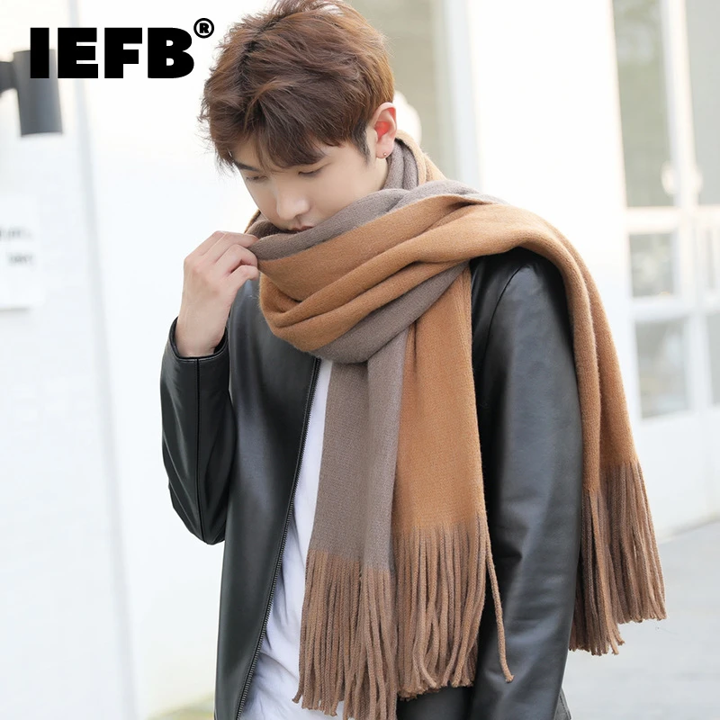 IEFB bufanda gruesa para hombre, bufandas largas y versátiles de tendencia coreana, para mantener el calor en ambos lados, nuevo, invierno, 9Y9537, 2022|Bufandas de - AliExpress