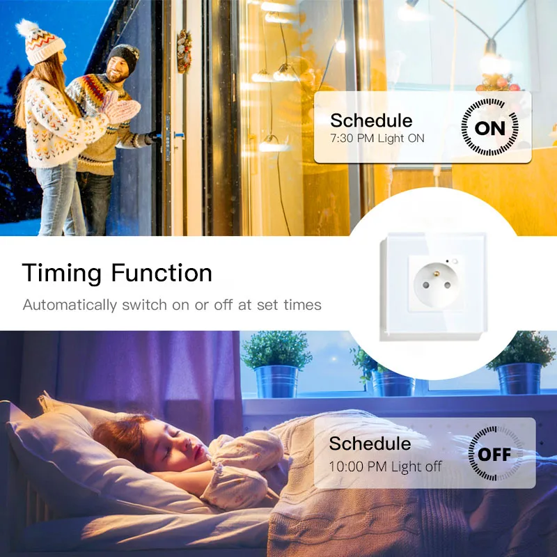 FR WiFi умная настенная 16А розетка стеклянная панель французский умный жизнь/туя пульт дистанционного управления, работает с Amazon Echo Alexa Google Home