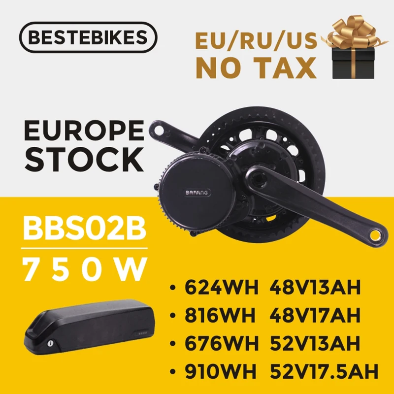 

Bafang motor BBS02B BBS02 48V 750w electric bike conversion kit batterie velo electric motor 48v13/17ah 52v13/17.5ah battery