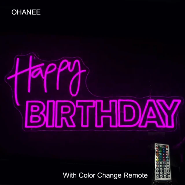 HAPPY BIRTHDAY  Neon LED Light Sign with Remote Control 