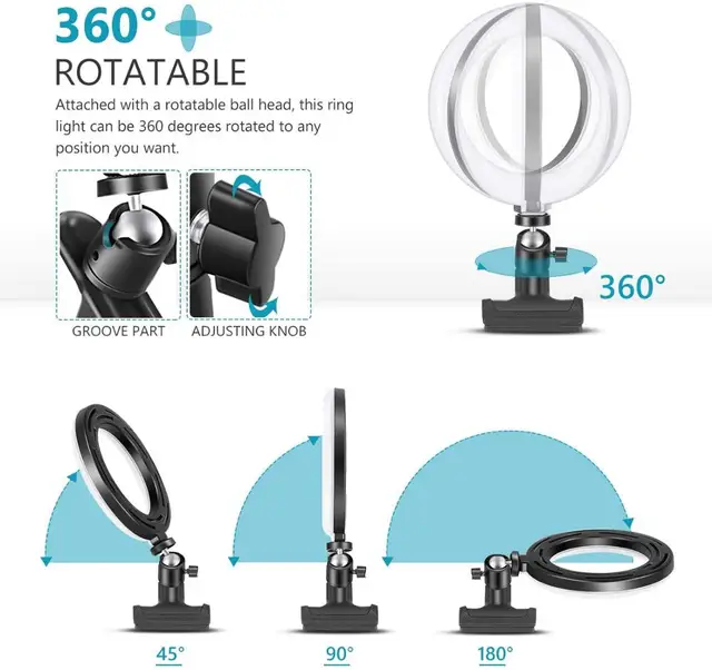 Selfie Ring Light for Laptop Computer Desktop Youtube Ring Lamp Video Conference Lighting Kit With Tripod