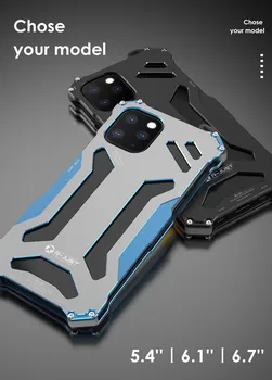 

R-just For iPhone 12 Cover 5.4'' Heavy Duty Protection Shockproof Metal Aluminum Phone Case For iPhone 12 Pro Max 6.7'' 6.1‘’