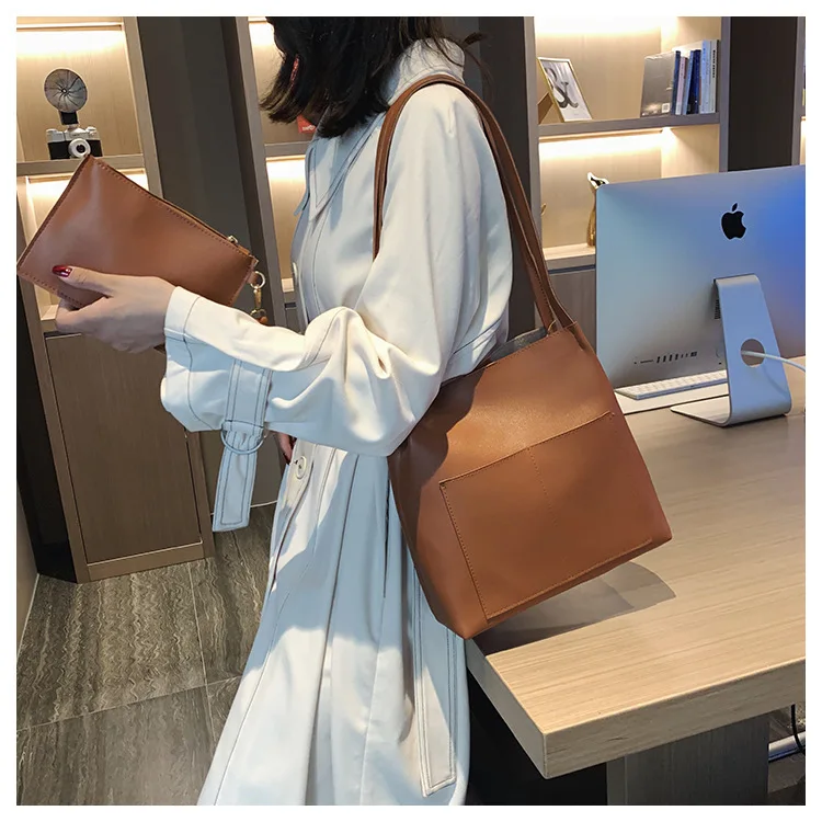 

Bucket Bag Women's 2020 New Style Korean-style INS Single-shoulder Bag for Women Simple Casual Large-Volume Commuting Picture Bu