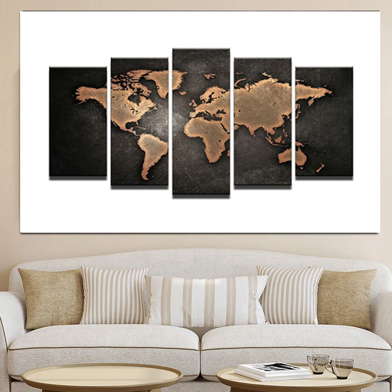 

Vintage Painting Abstract Art Poster Uframed Canvas Retro Print Draw Wall Deco World Map Picture for Livingroom Home Decoration