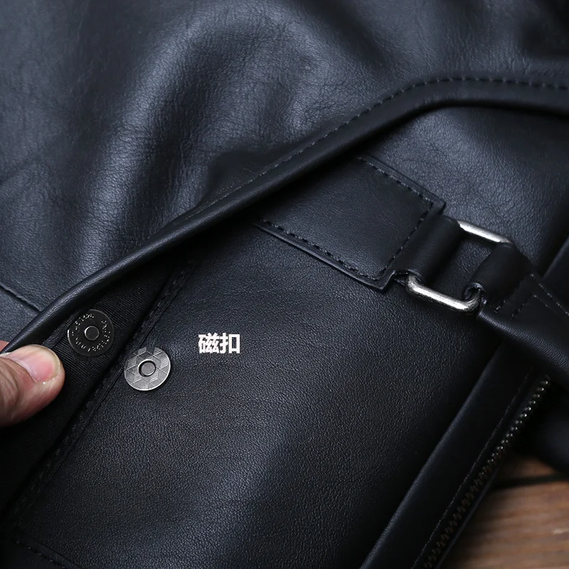 NZPJ Men's Genuine Leather Business Handbag Top Layer Cowhide Cross Section Office Computer Bag Shoulder Messenger Briefcase