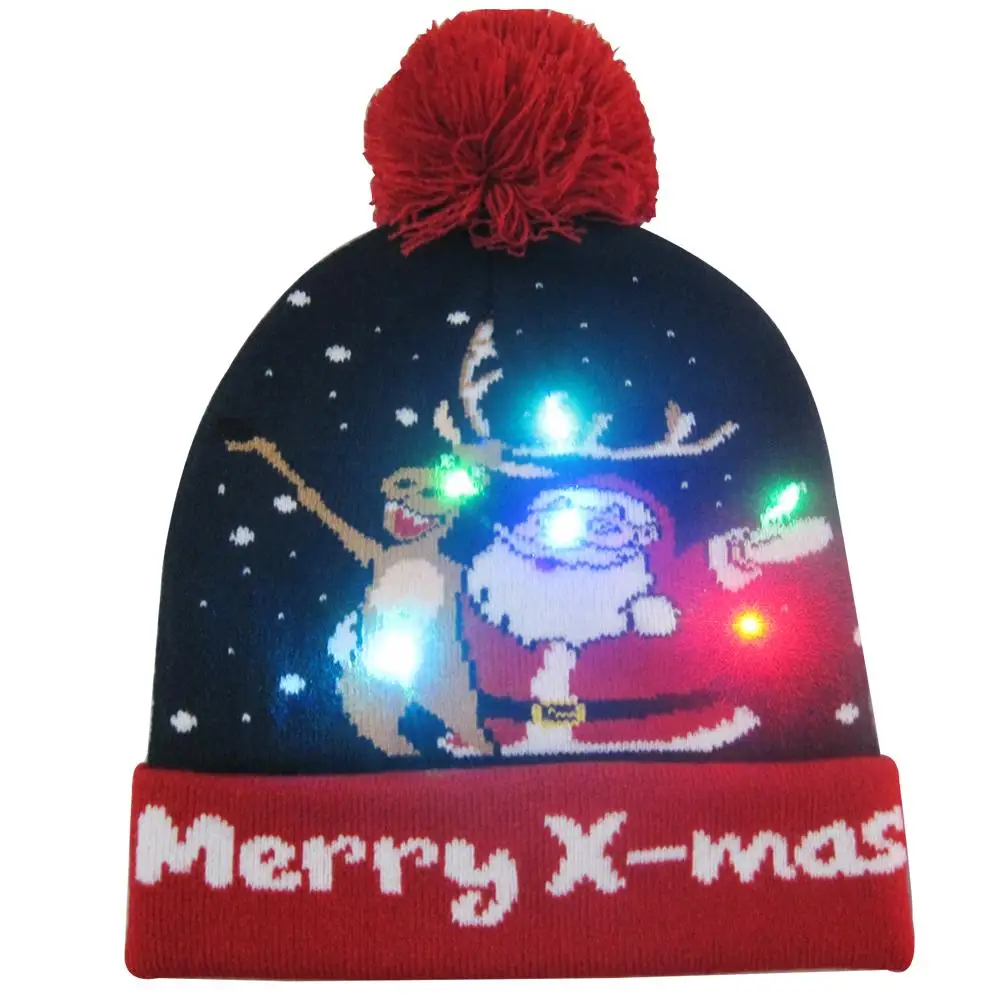 Год, светодиодный светильник, рождественские шапки, вязаный свитер, Рождественский светильник, вязаная шапка для детей и взрослых, для рождественской вечеринки - Цвет: 39
